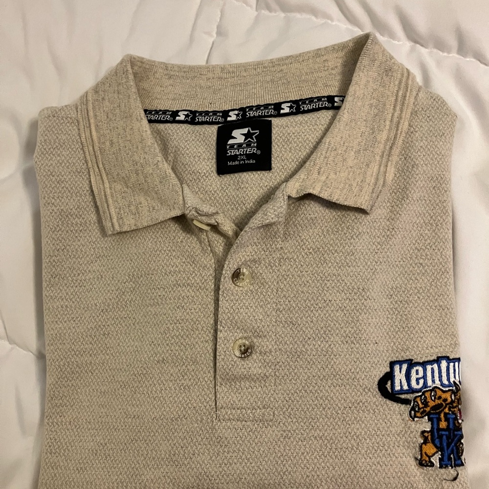 Starter Kentucky Wildcats Polo Shirt 2XL Beige  NCAA Team Starter Vintage Y2K